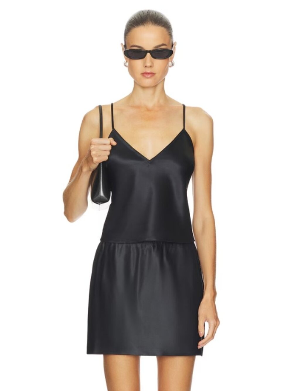 NEW SKIMS Heavyweight Satin Mini Skirt Onyx Black Medium NWT
